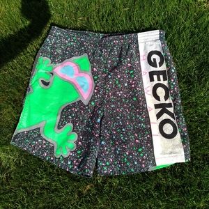 Vintage Gecko Hawaii "Splatter Wrap" Shorts
